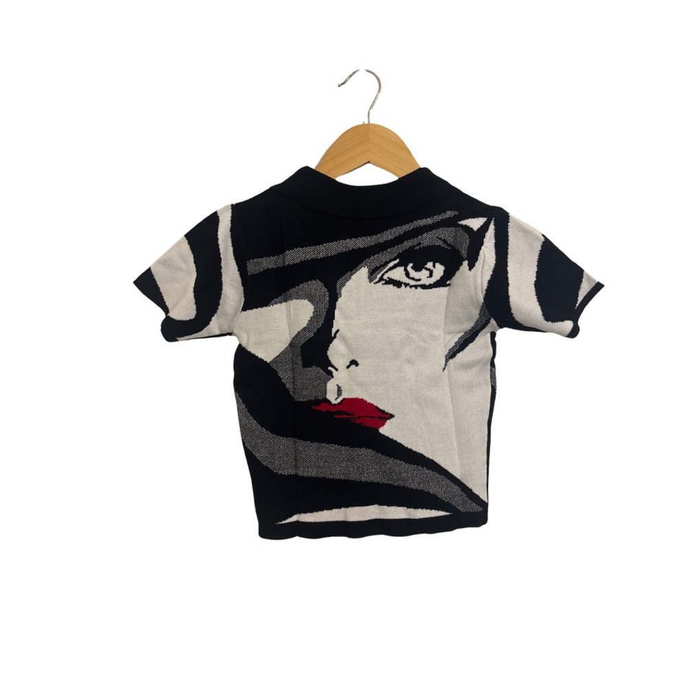 Black, White & Red Graphic Polo Knit Tank - Picture 2 of 3